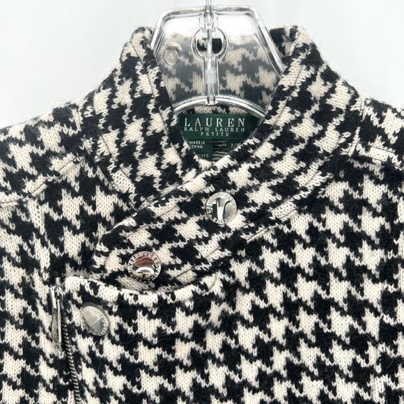 Lauren Ralph Lauren Petite lambswool houndstooth women’s side zip jacket coat - Picture 2 of 6